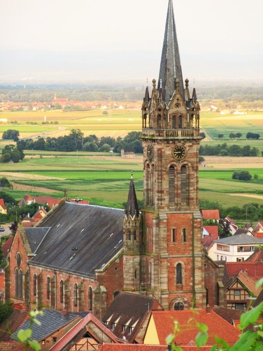 panorama of the majestic church in alsace