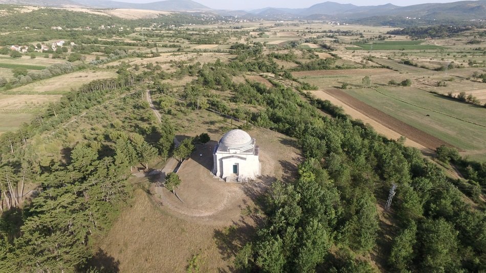 aerial view of the mausoleum of Ivan Mestrovic