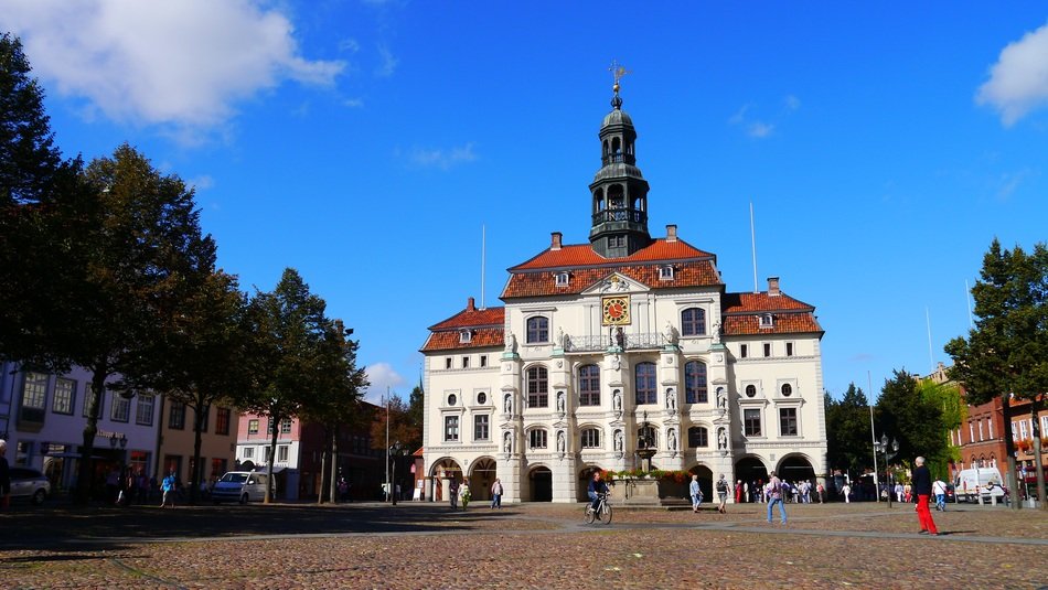 Landscape of square in front of the town hall in Lüneburg