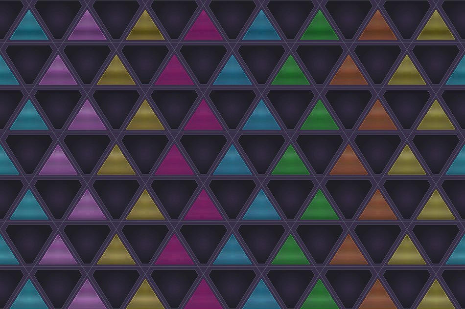 dark background with colorful triangles