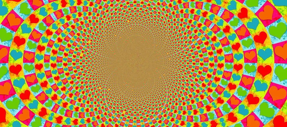 background with swirl of colorful greeting cards
