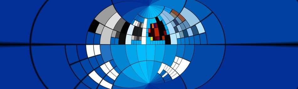 ball with square sectors on blue background