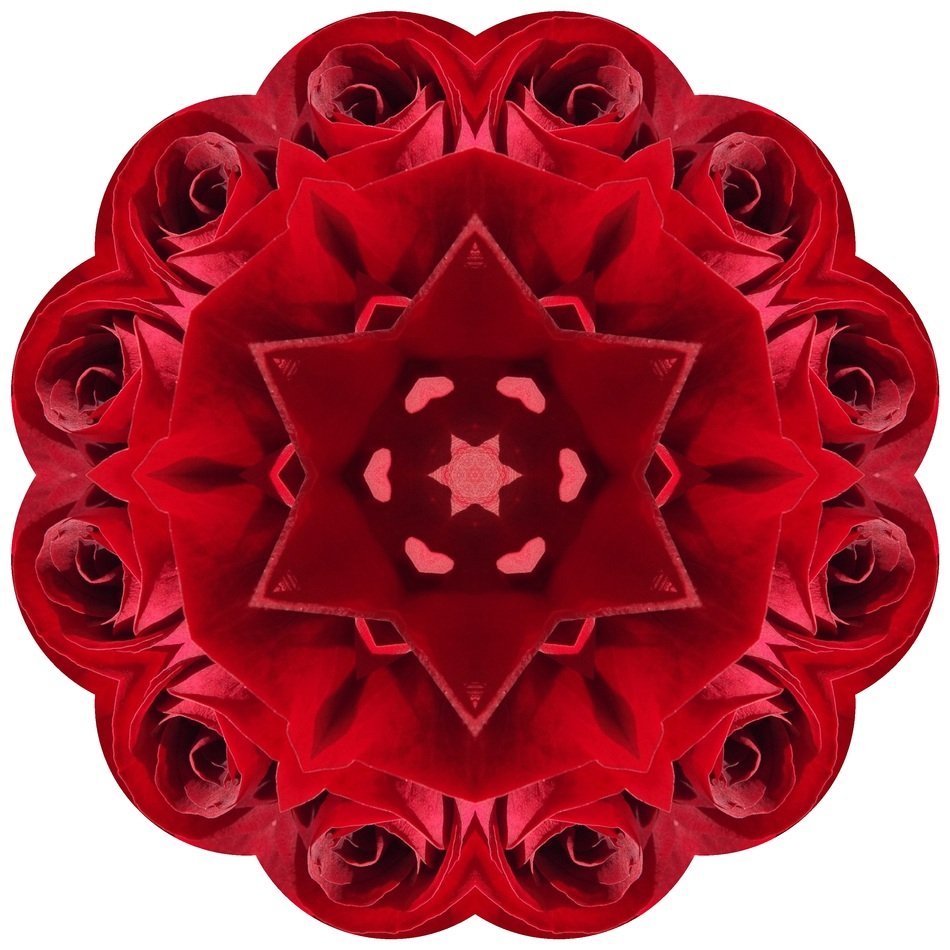 Rose Mandala Red Ornament Decor
