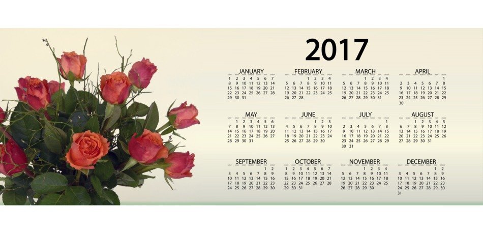 Agenda Calendar Roses Flowers
