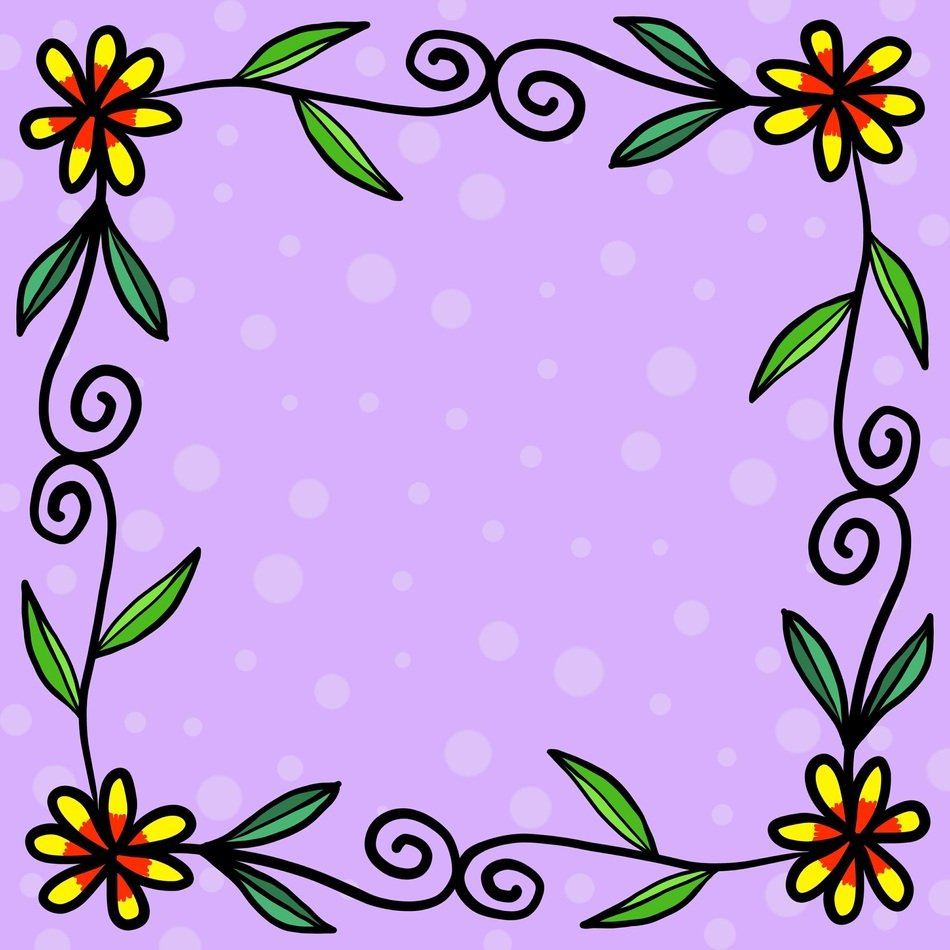 floral frame on the purple background