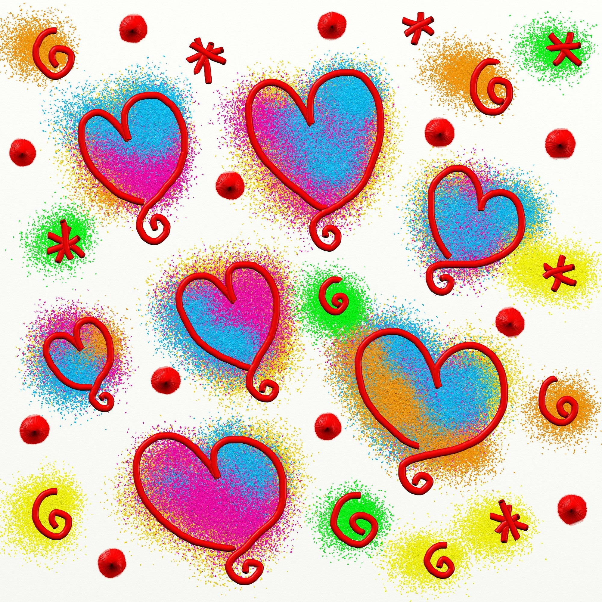 Сердечко разноцветное рисунок