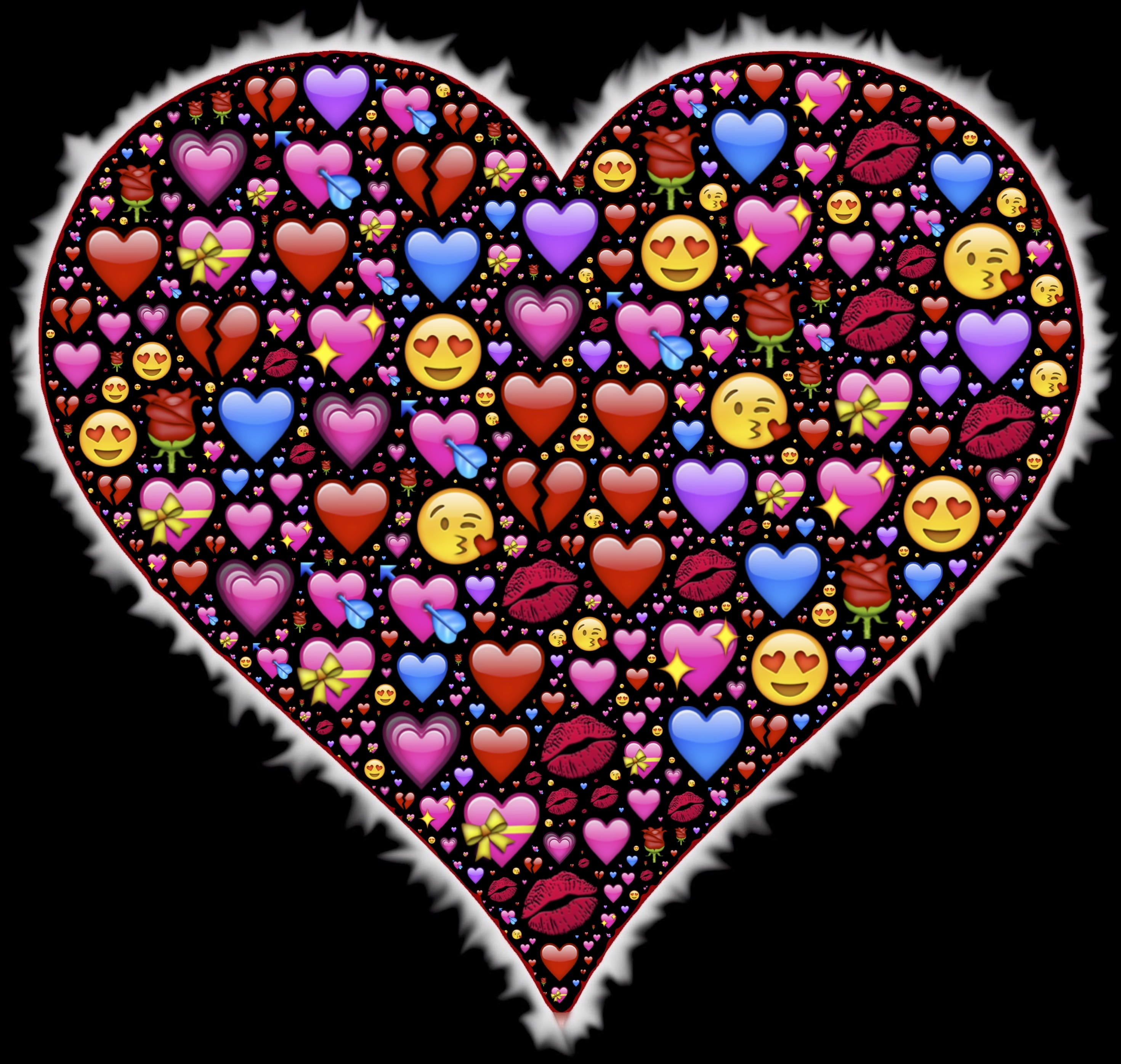 Heart with drawings on a black background free image download