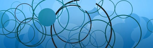 banner with blue circles
