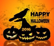Halloween Pumpkin Raven Graphics