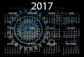 calendar on black background