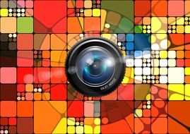 lens on the background of colored squares