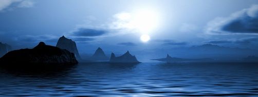 Rock Background Sun Water