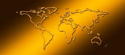 world map on the yellow background