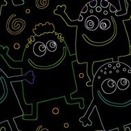seamless pattern with cartooned characters