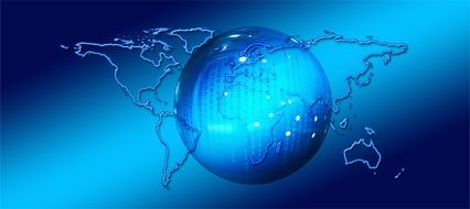 blue banner with globe