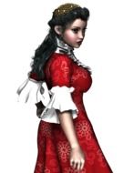 little girl in a red dress in computer graphics