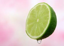 juice lime on the pink background