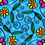 floral pattern on the blue background