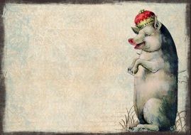Pig Cute Crown Background