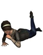 woman lying on a white background