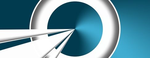blue logo in the form of a circle and lines as background