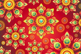 floral pattern on a red background