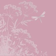 dragonfly on the meadow pattern on the pink background