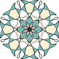 mandala flower in green white colors