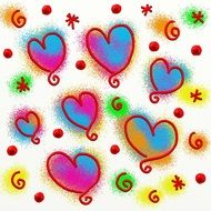Love Hearts Shapes Doodle Art