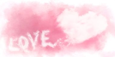 the word love and heart on a pink background