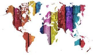 Map World Motley Rainbow