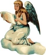 drawing of a reading angel