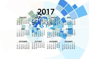 calendar on a white background with blue squares