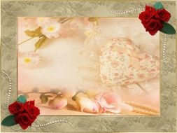 vintage card with red roses