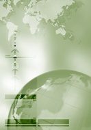 geometric world map in greenish color