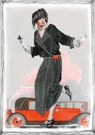 Vintage Lady Fashion Car