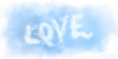 the word love from the clouds in the sky