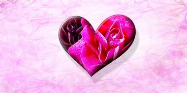 flower in heart on pink background