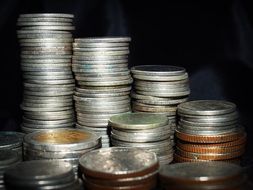 Thai coins piled on top of each other