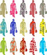 colorful silhouettes of a man after shopping