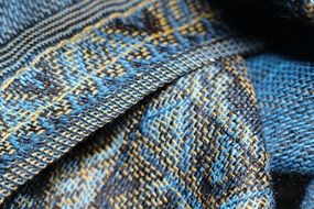 Fabric Woven Blue Gold Pattern