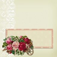 background with lave and roses bouquet