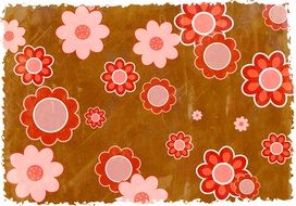 different flowers painted on the wallpaper