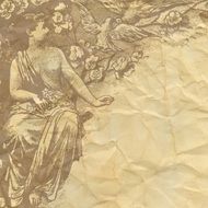 vintage crumpled paper with a lady
