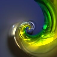 yellow green spiral on blue background