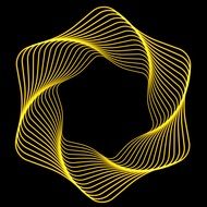 yellow spiral in the form of a wreath on a black background