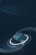 circle around the earth on blue background