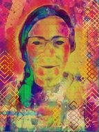 Glasses Woman Texture Portrait