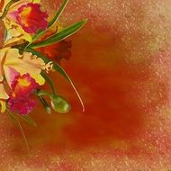 orange background with flowers