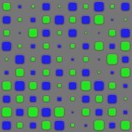 gray background with blue and green squares